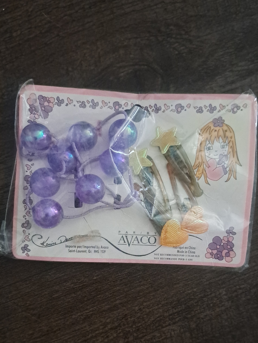 Late 1990s early 2000s Vintage Par Avaco Hair Accessory Set  Purple Gold New